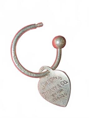 Tiffany & Co. Sterling Silver 'Please Return To' Heart Tag Key Ring missing ball